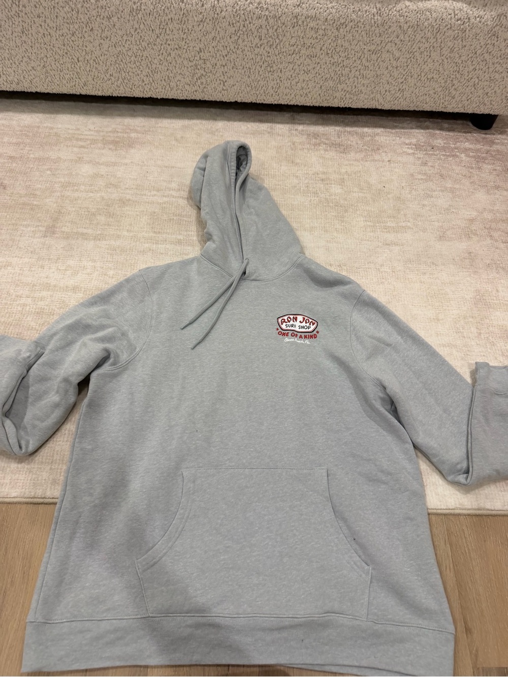Ron Jon Light Gray Pullover Hoodie with Chest Logo
